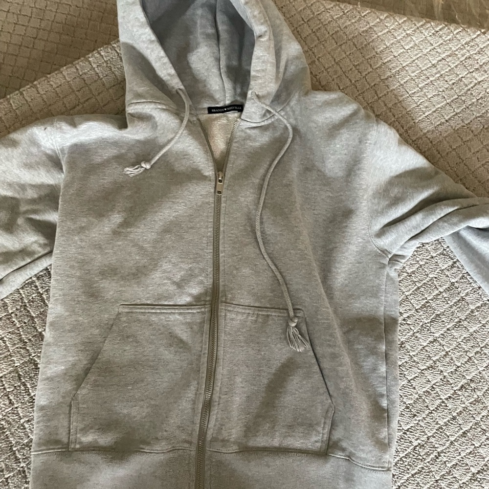 brandy mellvile grey christy zip up little oversized thick, great quality hoodie
